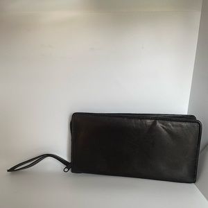 Clutch genuine, leather wristlet,handcrafted